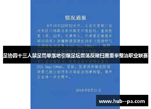 足协四十三人禁足罚单落地引爆足坛震荡反赌扫黑重拳整治职业联赛